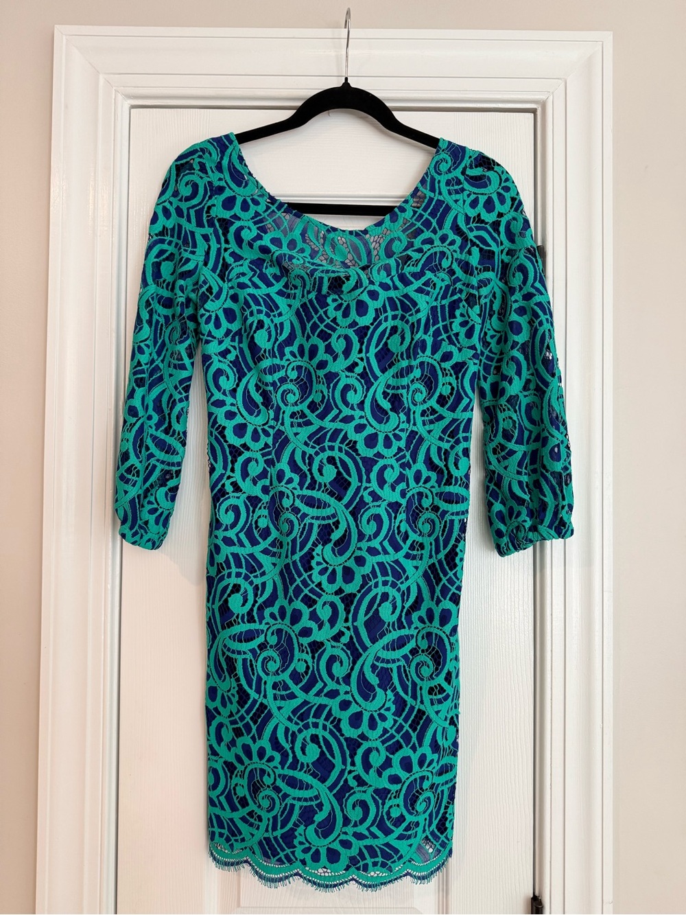 Lilly Pulitzer Teal Hyacinth About Face Sheath Size 4